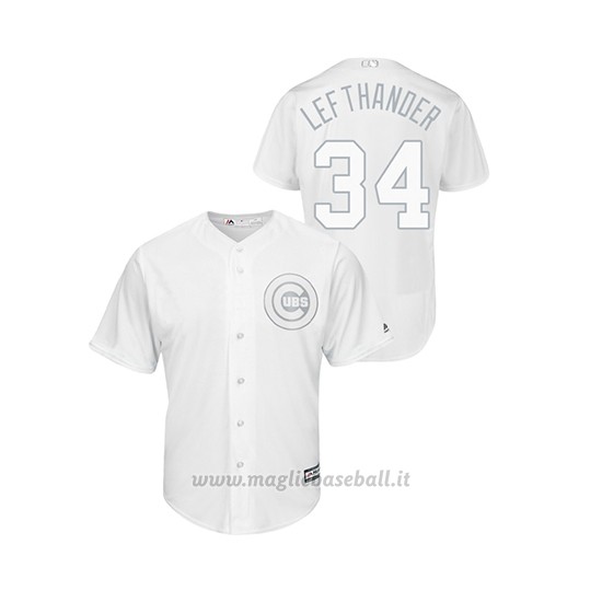 Maglia Baseball Hombre Chicago Cubs 34 Jon Lester 2019 Players Weekend Lefthander Replica Bianco
